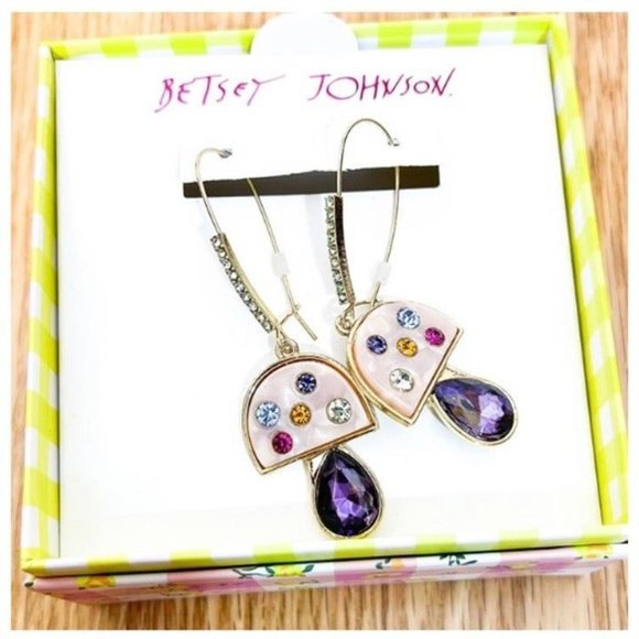 Betsey Johnson NWT Mushroom Dangle Earrings - Picture 2 of 3